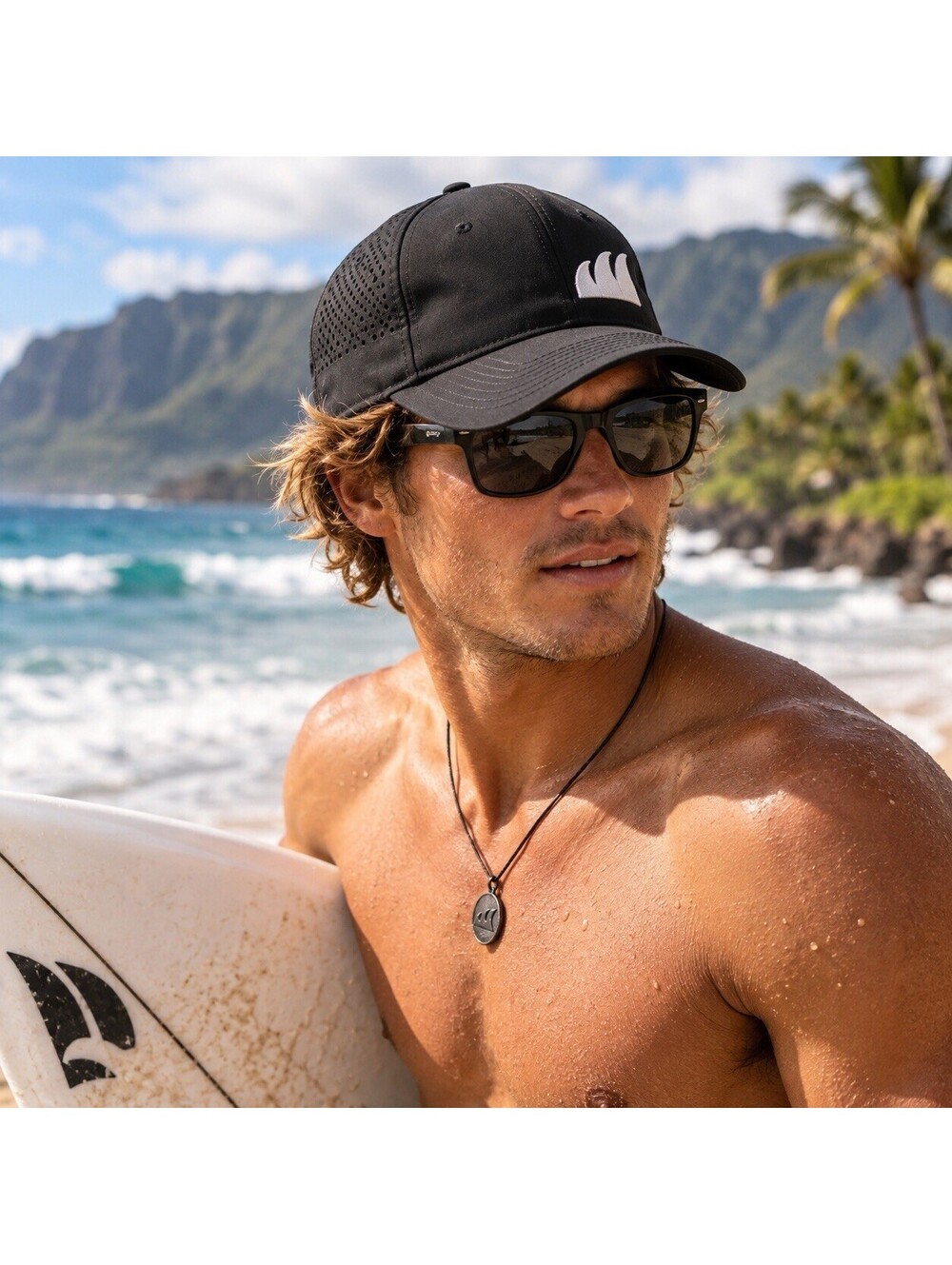 New Era 9FORTY Maui Hawaii Surf Hat Black Perforated Performance Cap OSFM